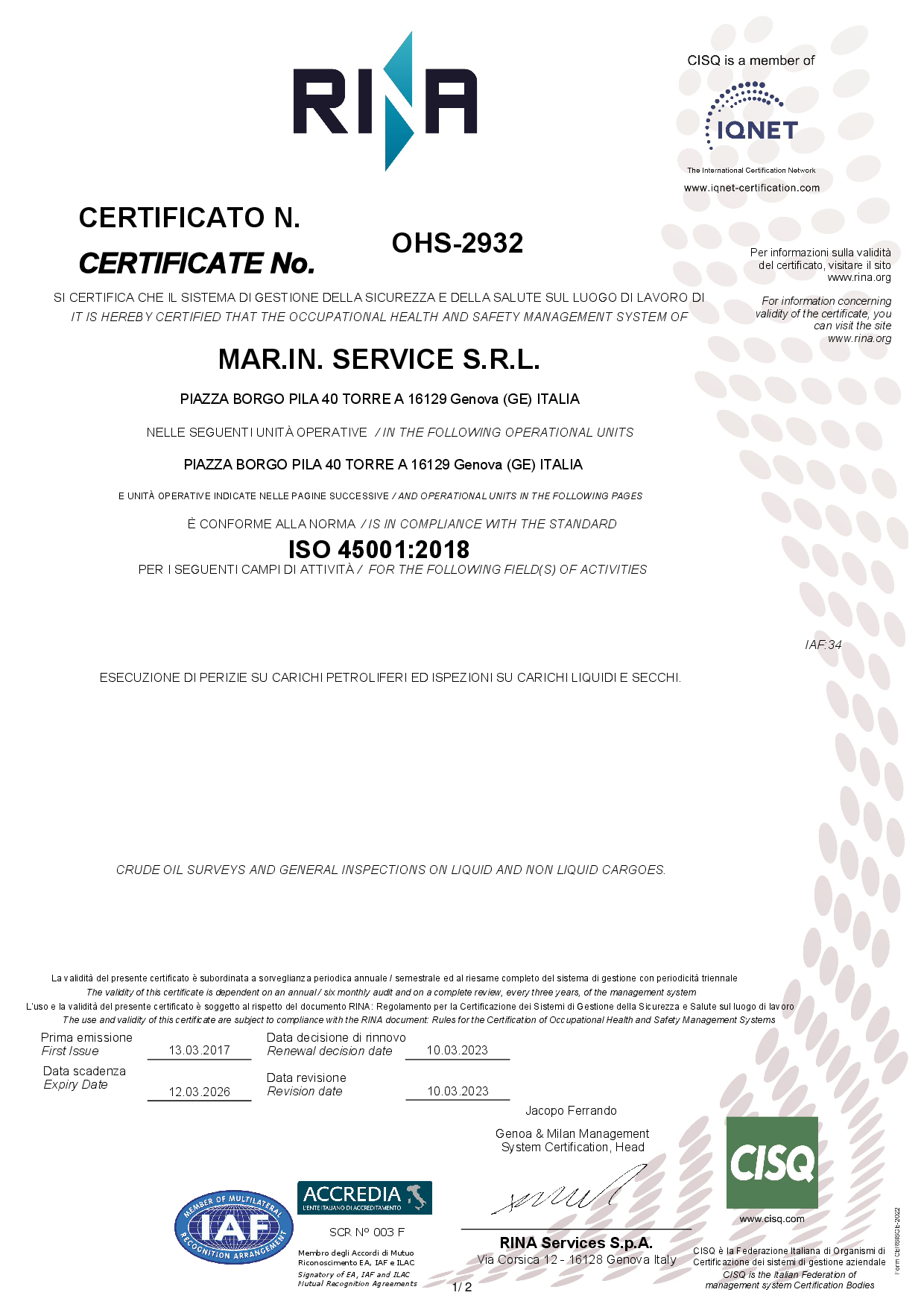 ISO 45001-2018 scad. 12-03-20261